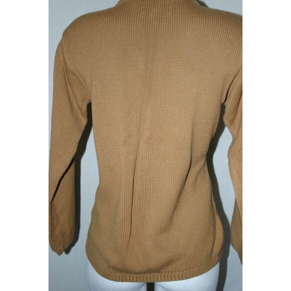 DKNY Womens Ribbed Knit Camel Sweater Long Sleeve Crewneck  Size Medium - Picture 4 of 6